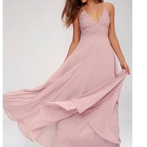 Lulus Madalyn Dusty Lavender Lace Maxi Dress M NEW